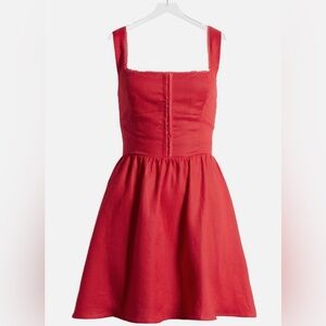 Reformation Sheri Linen Mini Dress Red
